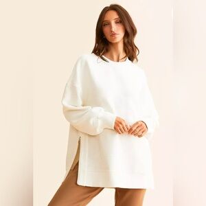 Varley Mae‎ Boyfriend Oversized Sweat Pullover in Egret Small